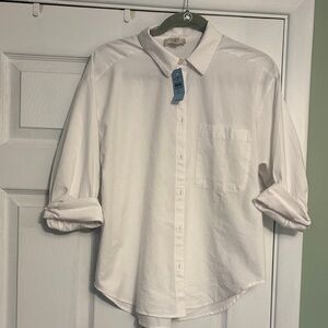 LOFT Classic White Button Down Shirt